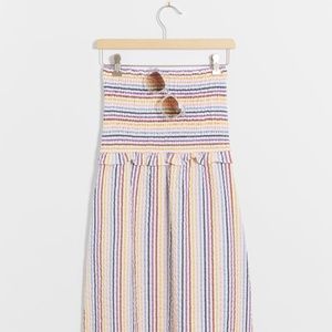 Soriya Smocked Strapless Midi Dress L Anthropologie